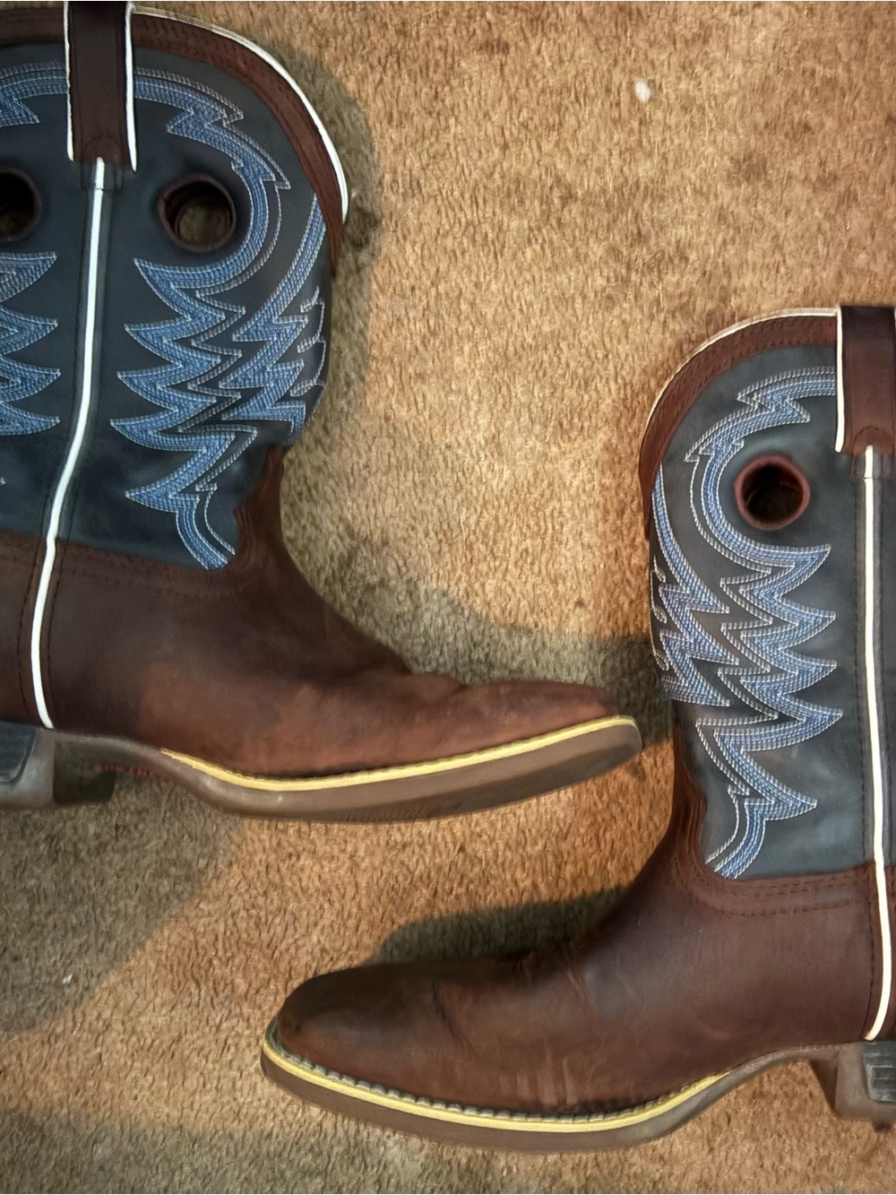 Durango Brown Western Boots with Blue Stitching